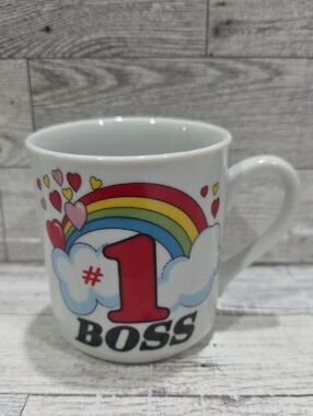 #1 Boss White Ceramic Rainbow Mug